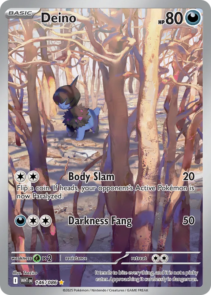 Deino #146 White Flare Pokemon card