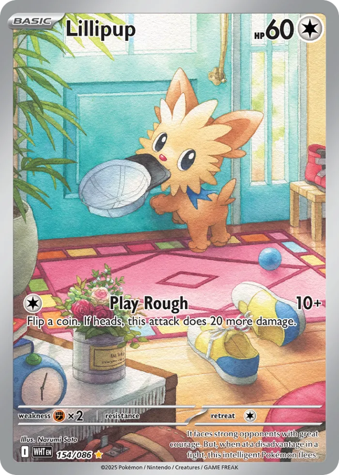 Lillipup #154 White Flare Pokemon card