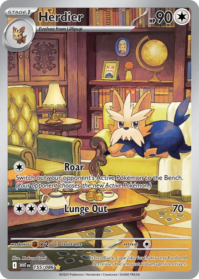 Herdier #155 White Flare Pokemon card