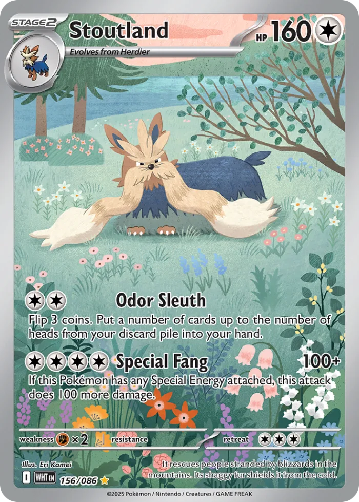 Stoutland #156 White Flare Pokemon card