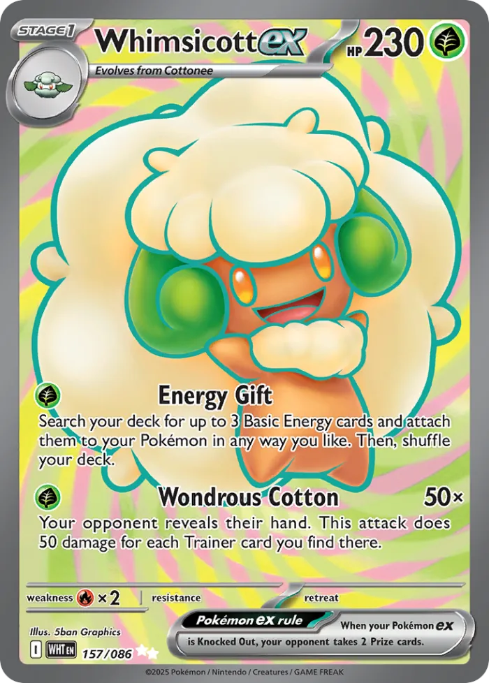 Whimsicott ex #157 White Flare Pokemon card