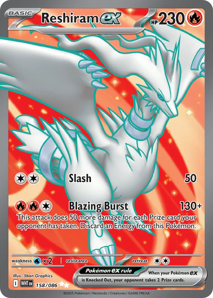 Reshiram ex #158 White Flare Pokemon card