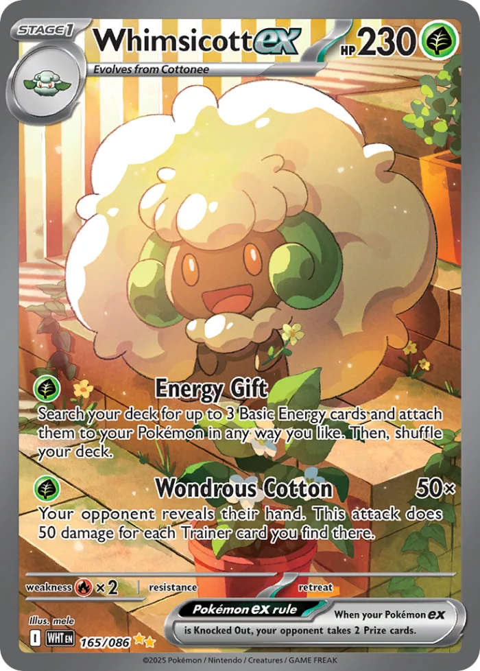Whimsicott ex #165 White Flare Pokemon card
