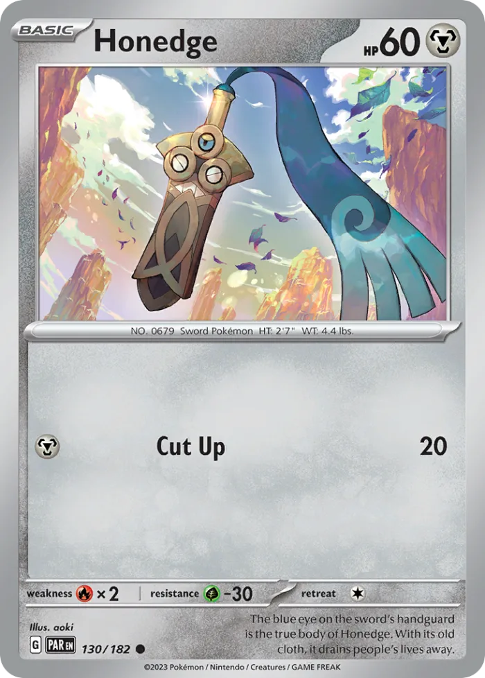 Honedge #130 Paradox Rift Pokemon card