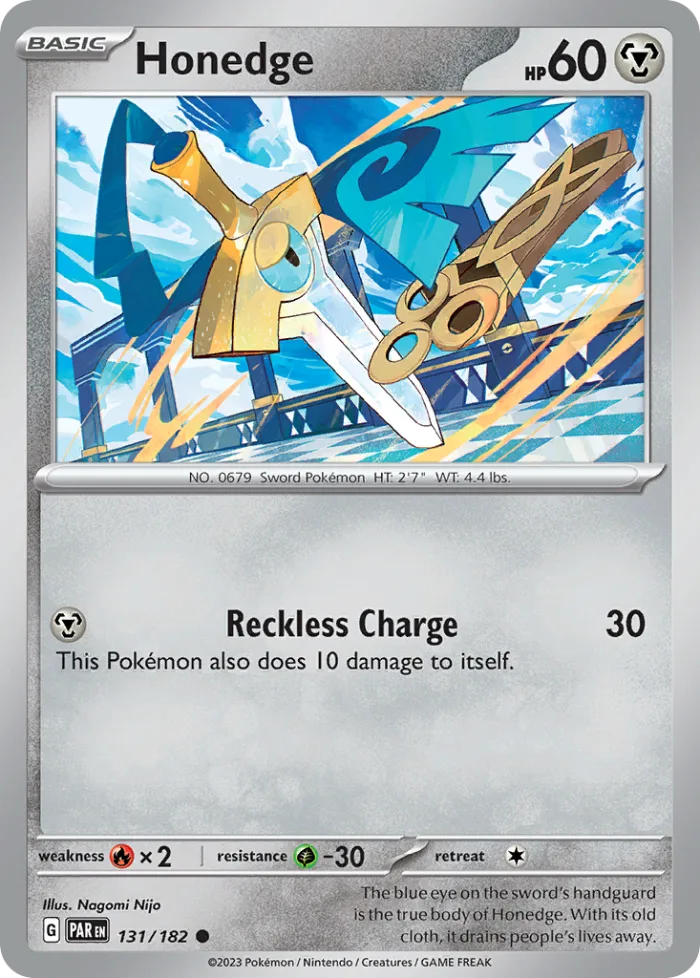 Honedge #131 Paradox Rift Pokemon card