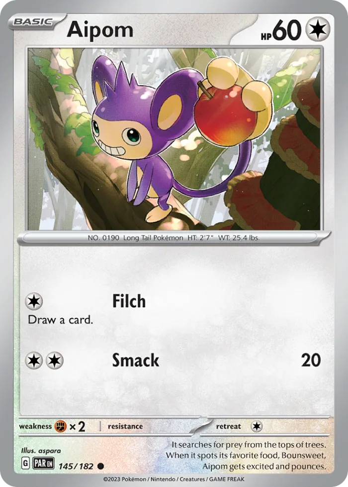 Aipom #145 Paradox Rift Pokemon card