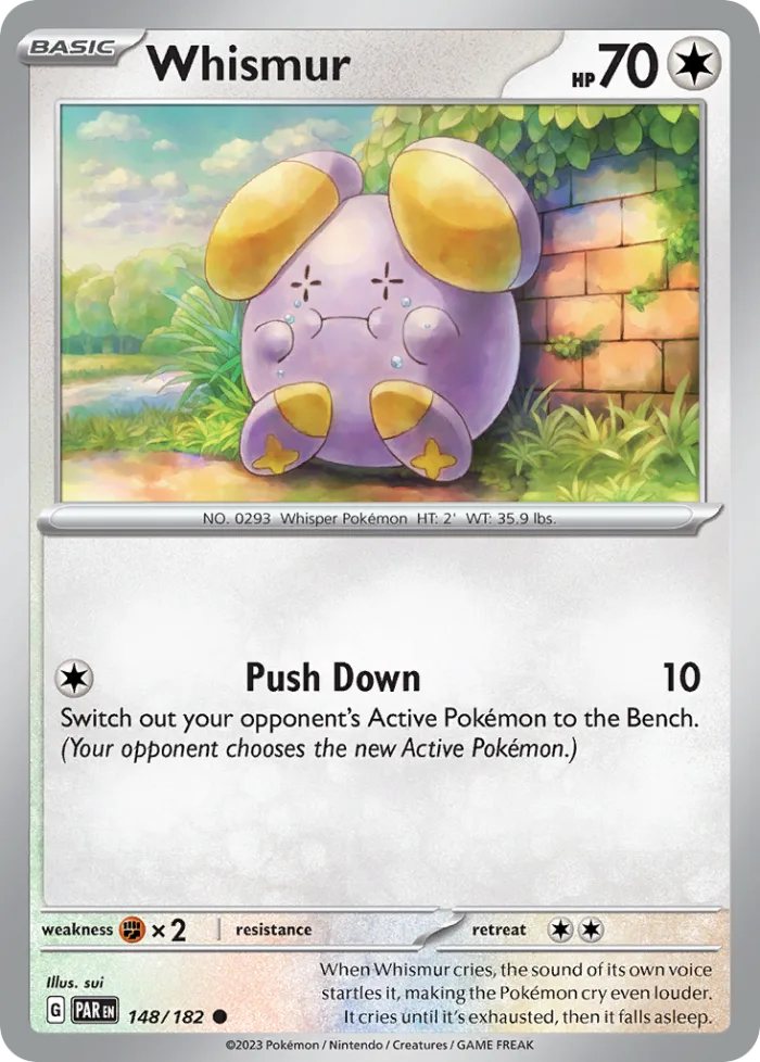 Whismur #148 Paradox Rift Pokemon card