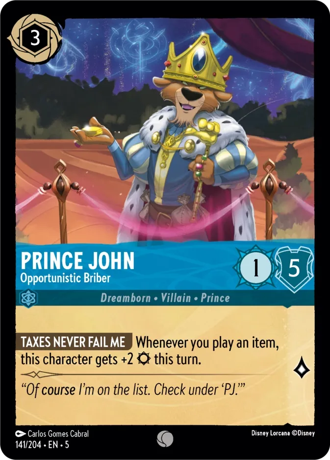 Prince John #141 Shimmering Skies Disney Lorcana card