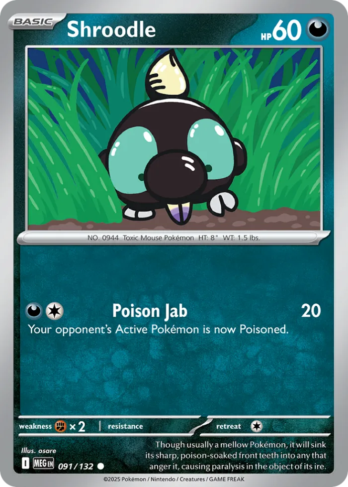 Shroodle #91 Mega Evolution Pokemon card