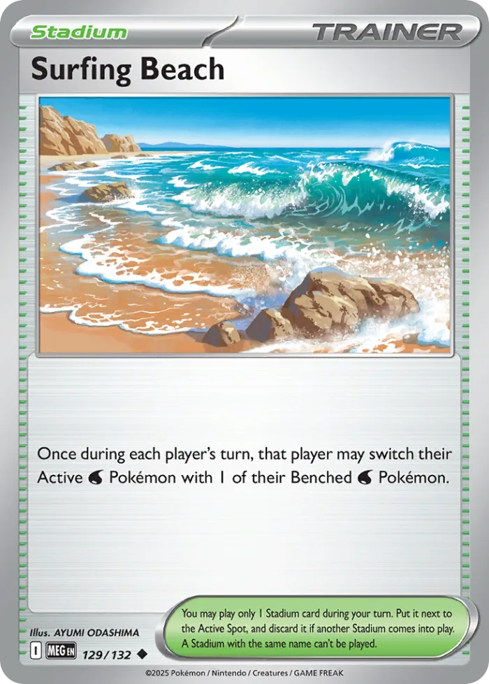 Surfing Beach #129 Mega Evolution Pokemon card
