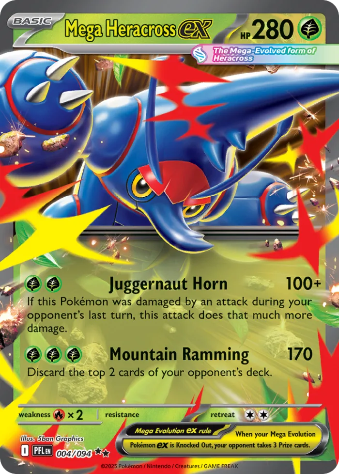Mega Heracross ex #4 Phantasmal Flames Pokemon card