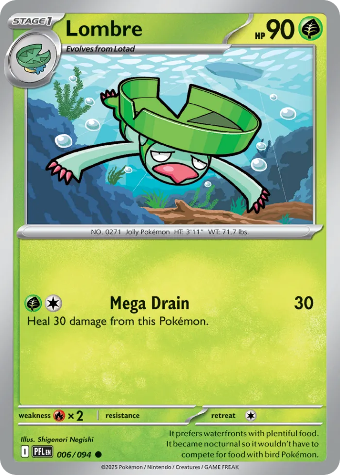 Lombre #6 Phantasmal Flames Pokemon card