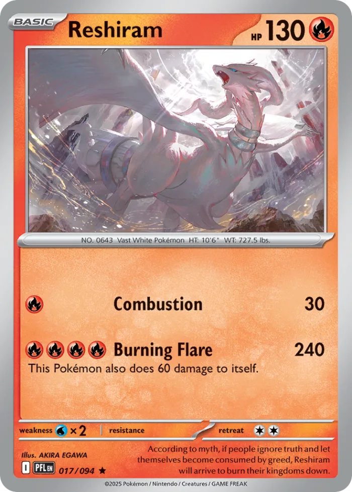 Reshiram #17 Phantasmal Flames Pokemon card