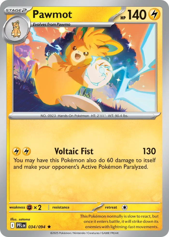 Pawmot #34 Phantasmal Flames Pokemon card