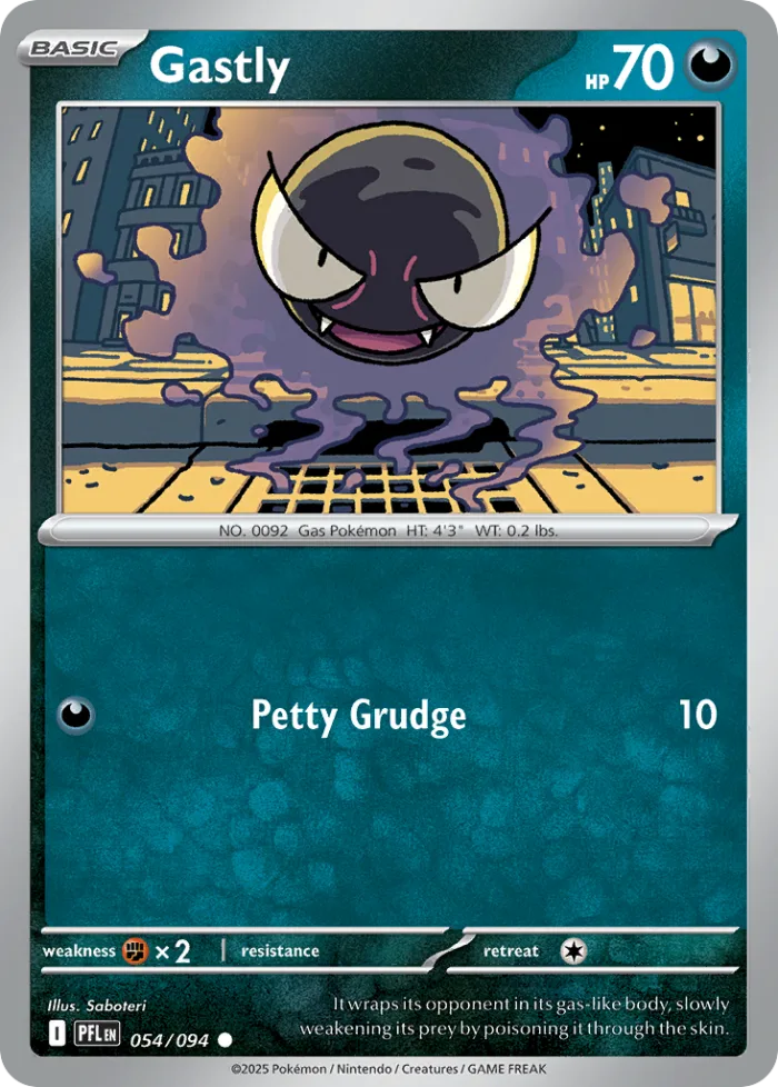 Gastly #54 Phantasmal Flames Pokemon card