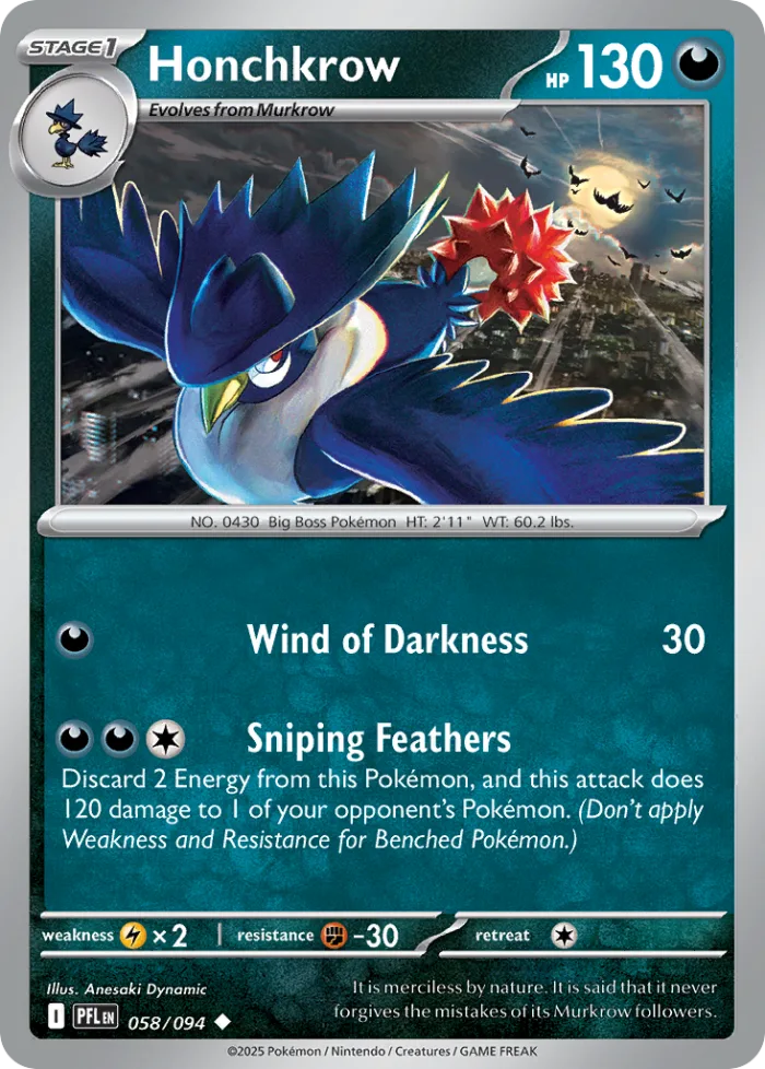 Honchkrow #58 Phantasmal Flames Pokemon card