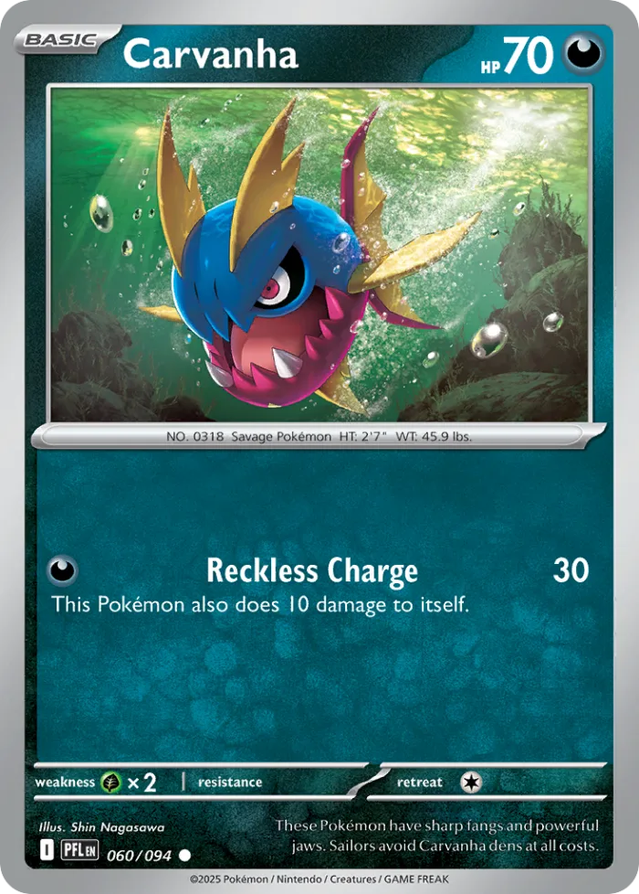 Carvanha #60 Phantasmal Flames Pokemon card