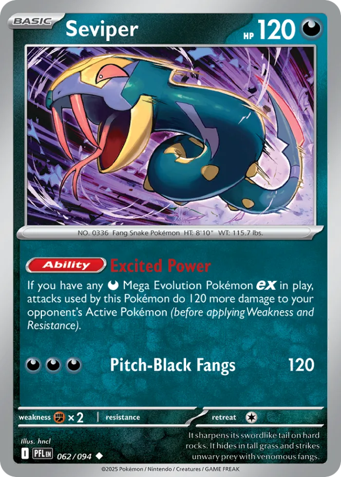 Seviper #62 Phantasmal Flames Pokemon card