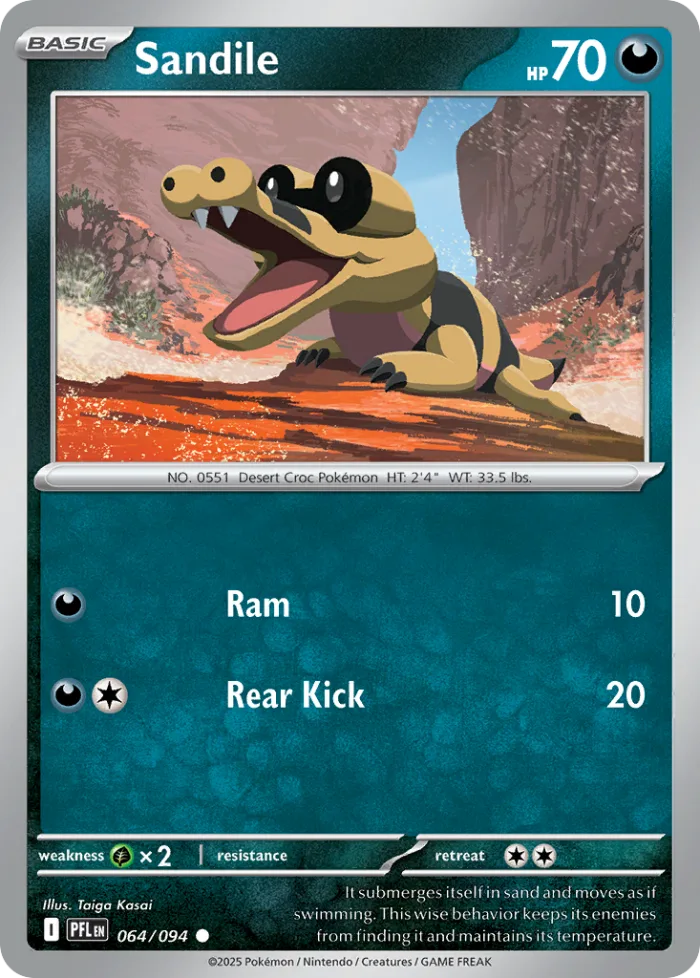 Sandile #64 Phantasmal Flames Pokemon card