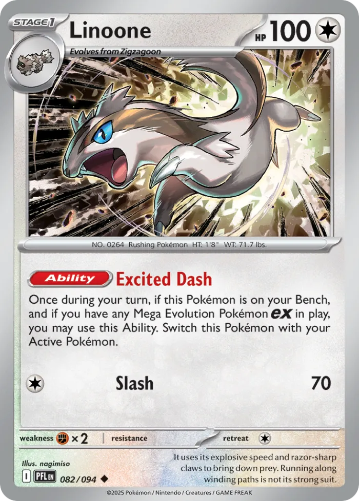 Linoone #82 Phantasmal Flames Pokemon card