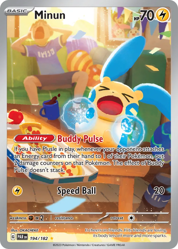 Minun #194 Paradox Rift Pokemon card