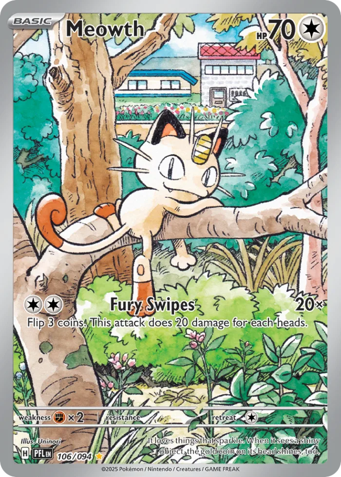 Meowth #106 Phantasmal Flames Pokemon card