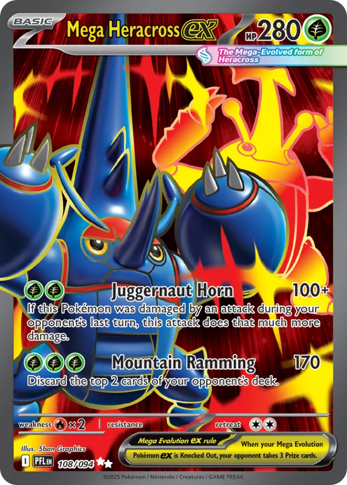Mega Heracross ex #108 Phantasmal Flames Pokemon card