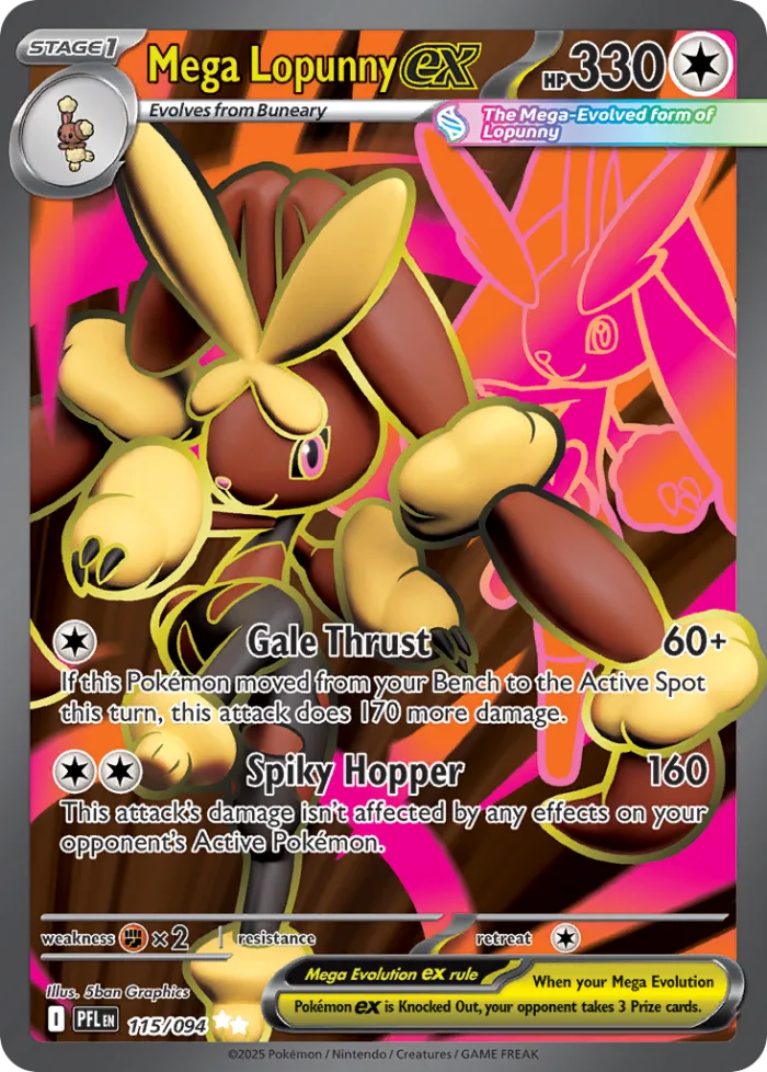 Mega Lopunny ex #115 Phantasmal Flames Pokemon card
