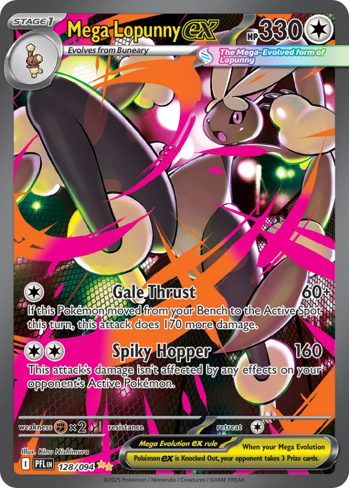 Mega Lopunny ex #128 Phantasmal Flames Pokemon card