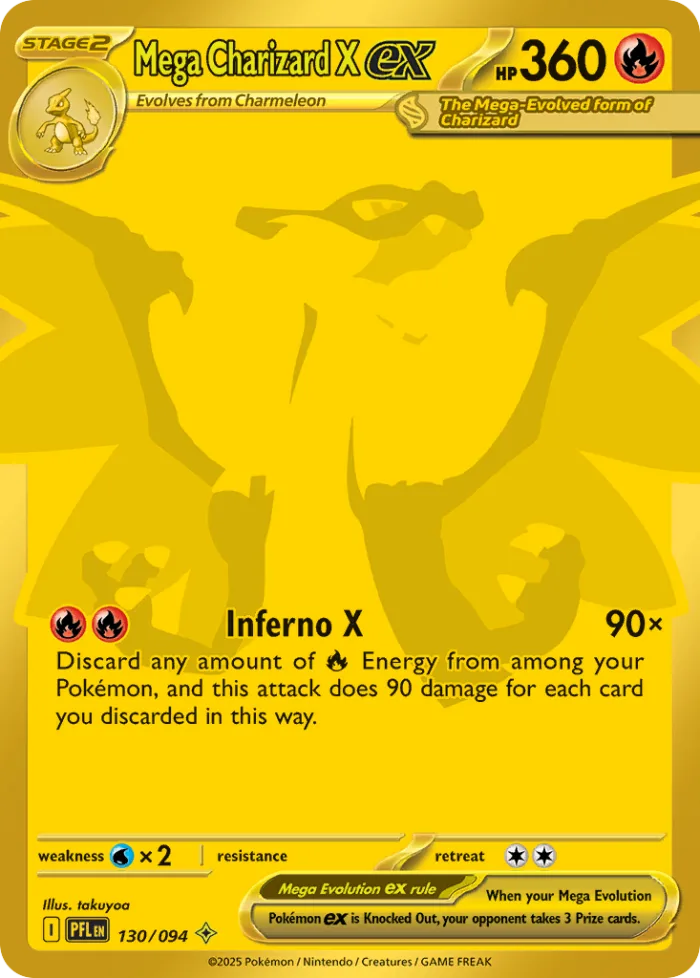 Mega Charizard X ex #130 Phantasmal Flames Pokemon card
