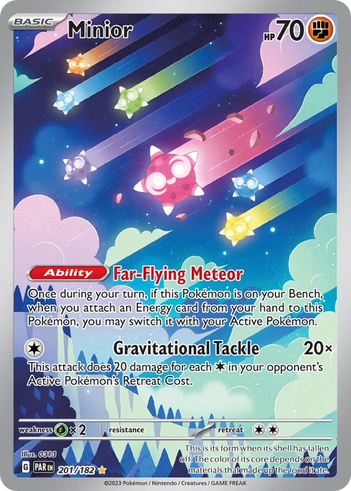 Minior #201 Paradox Rift Pokemon card