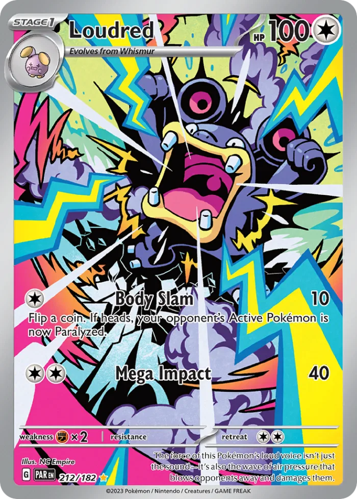 Loudred #212 Paradox Rift Pokemon card