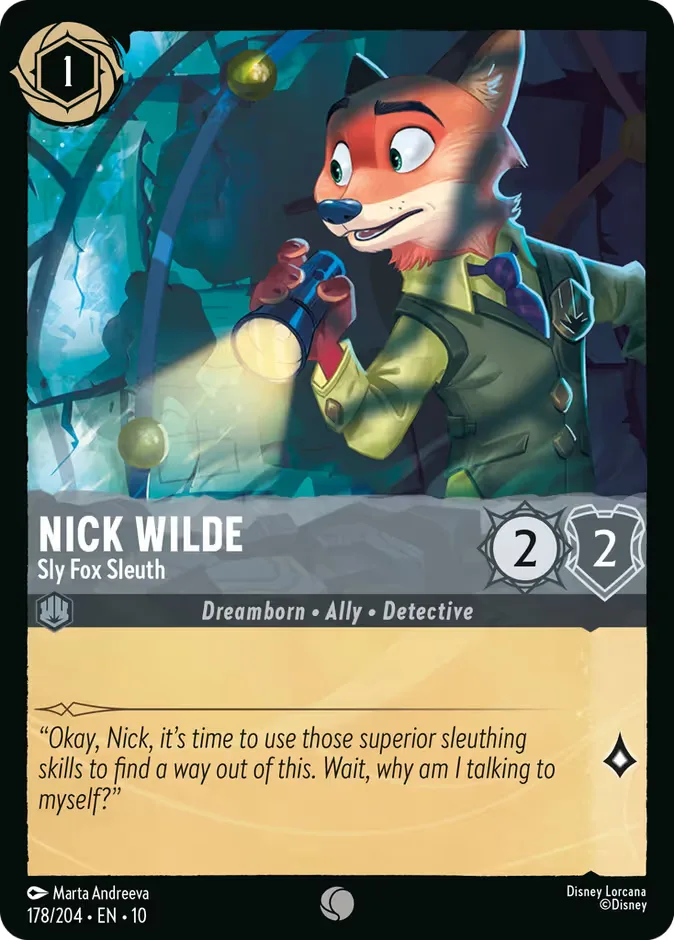Nick Wilde #178 Whispers in the Well Disney Lorcana card