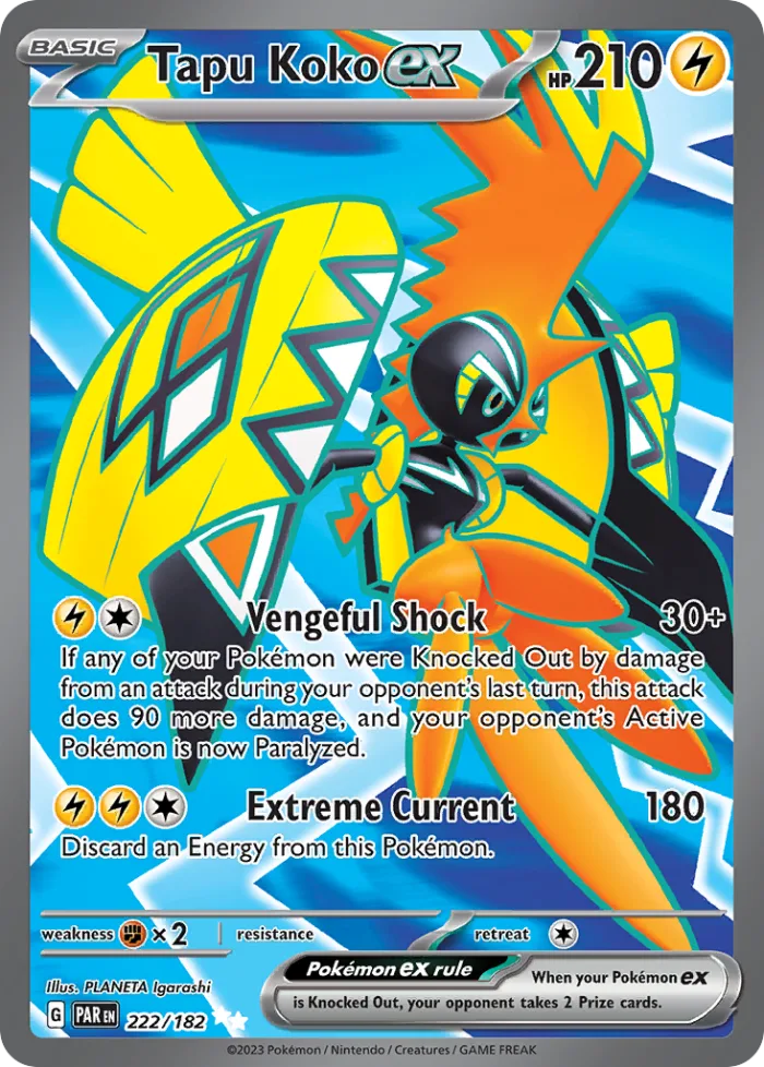 Tapu Koko ex #222 Paradox Rift Pokemon card