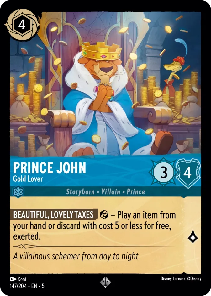 Prince John #147 Shimmering Skies Disney Lorcana card