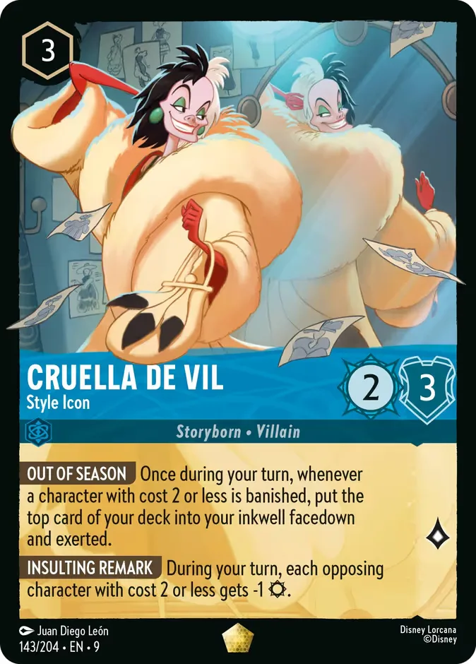 Cruella De Vil #143 Fabled Disney Lorcana card