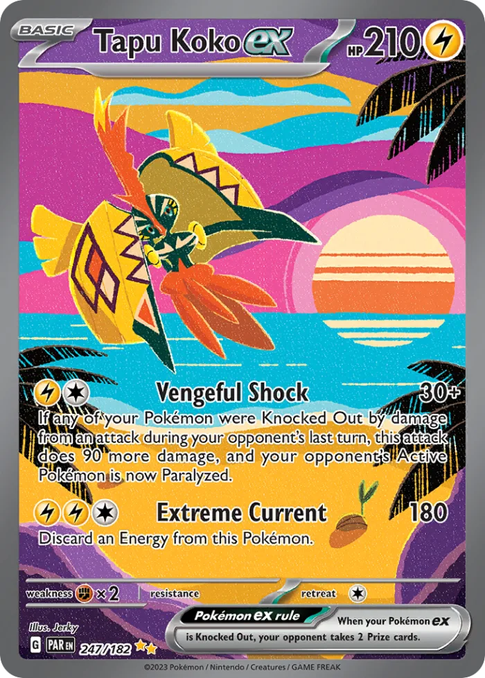 Tapu Koko ex #247 Paradox Rift Pokemon card