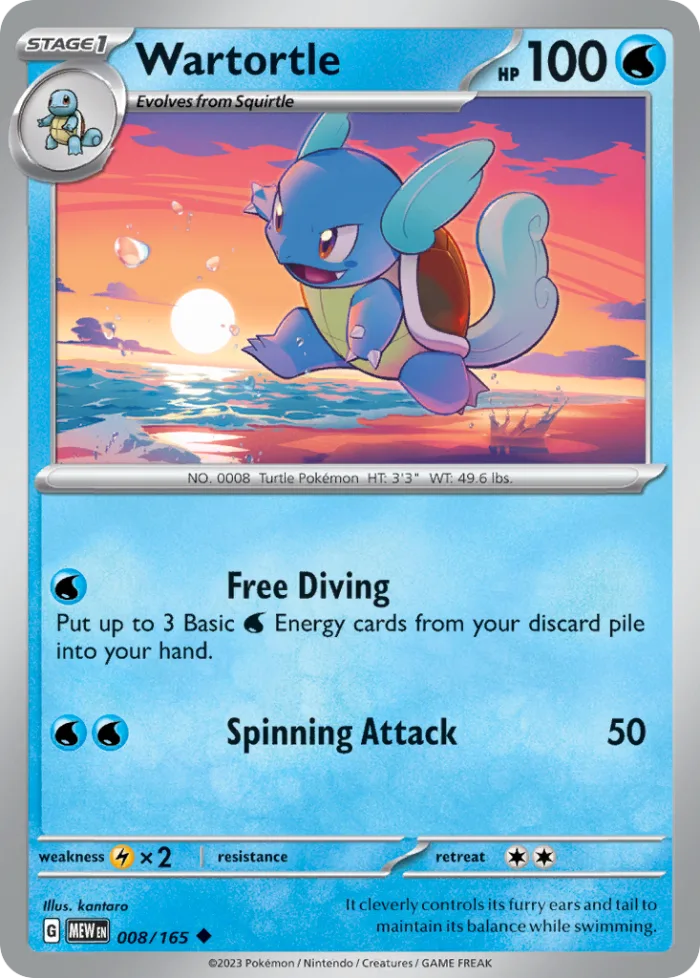 Wartortle #8 151 Pokemon card