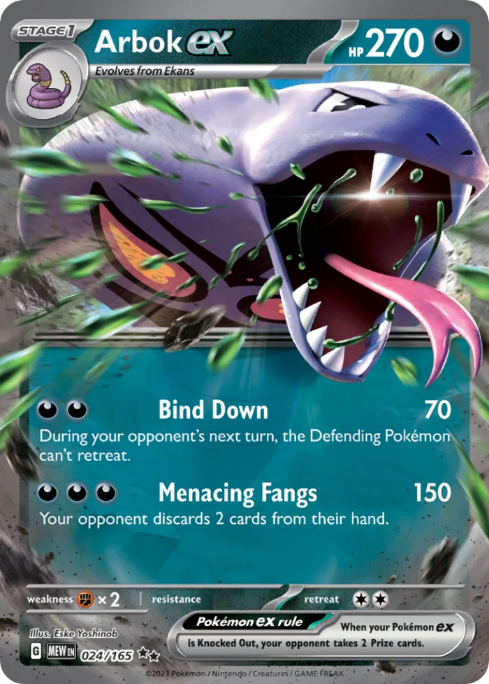 Arbok ex #24 151 Pokemon card