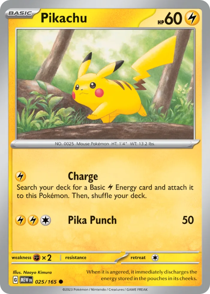 Pikachu #25 151 Pokemon card