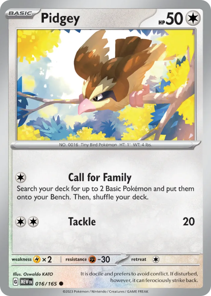 Pidgey #16 151 Pokemon card