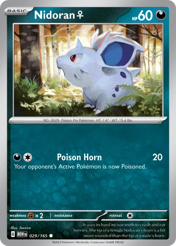 Nidoran ♀ #29 151 Pokemon card