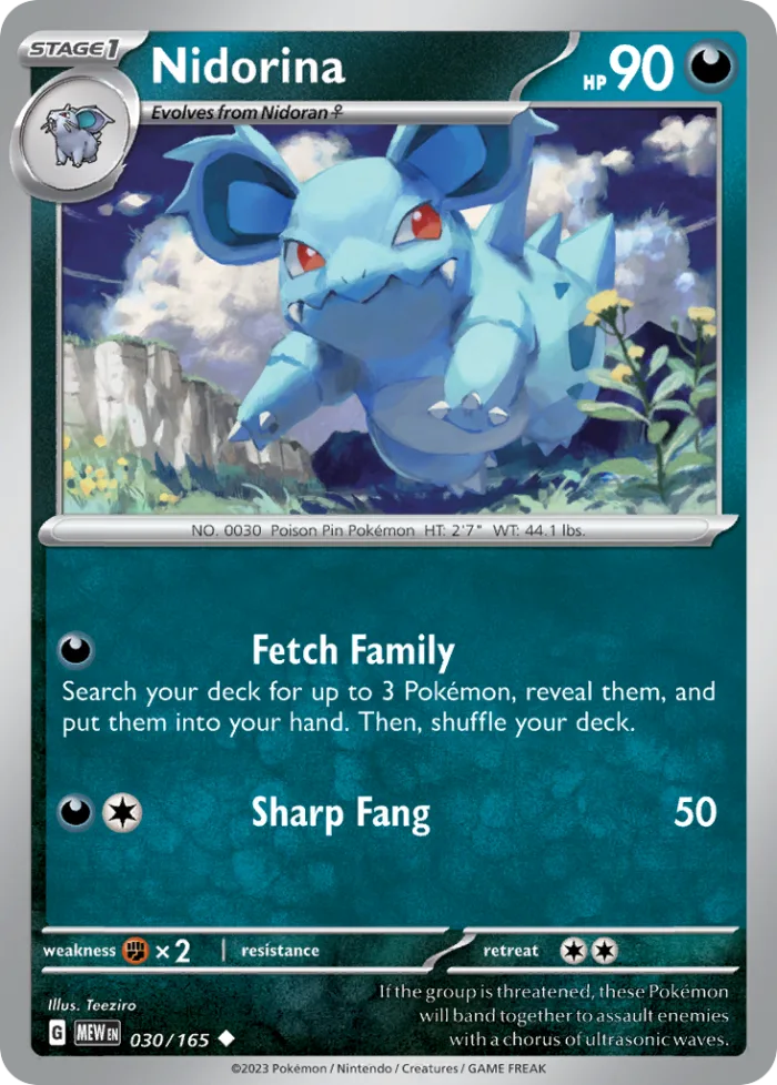 Nidorina #30 151 Pokemon card