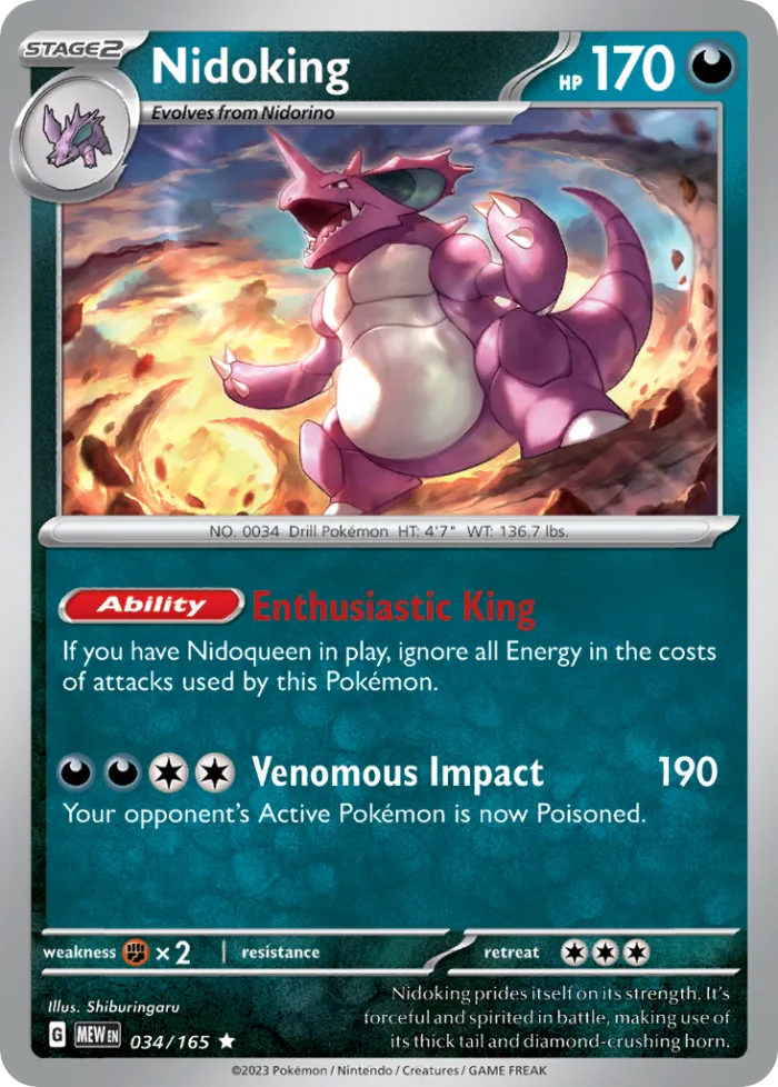 Nidoking #34 151 Pokemon card