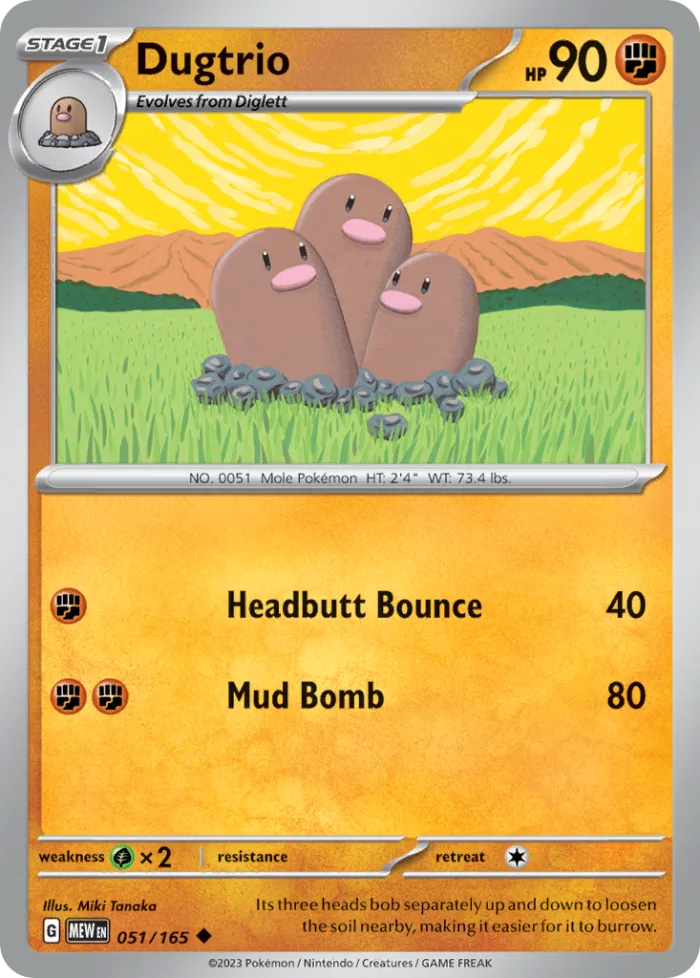 Dugtrio #51 151 Pokemon card