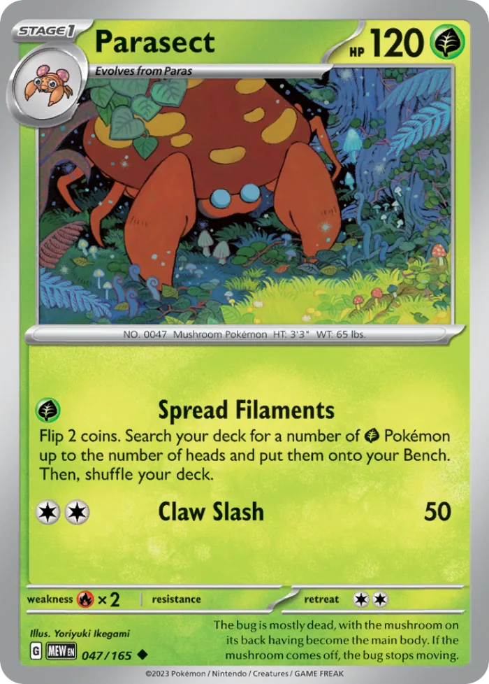 Parasect #47 151 Pokemon card