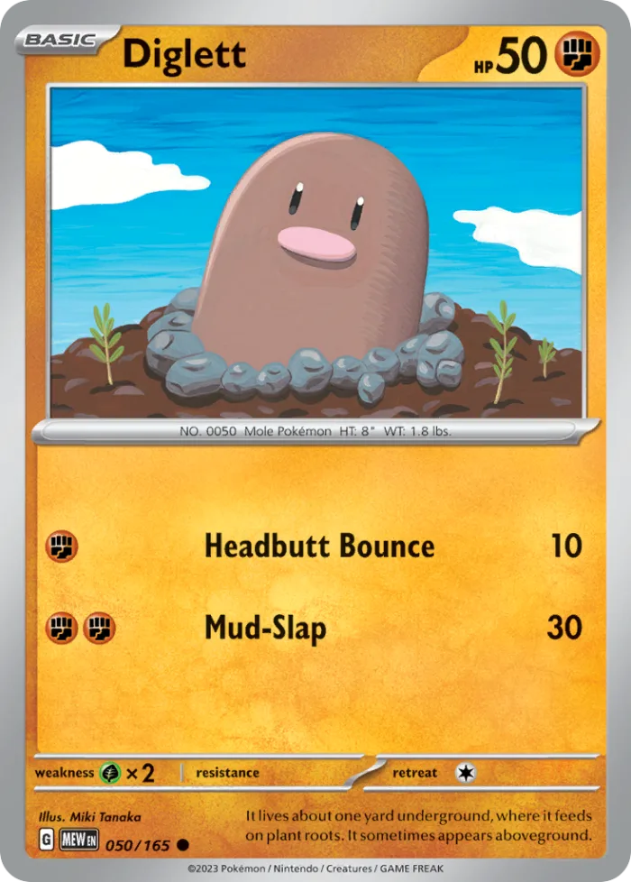 Diglett #50 151 Pokemon card