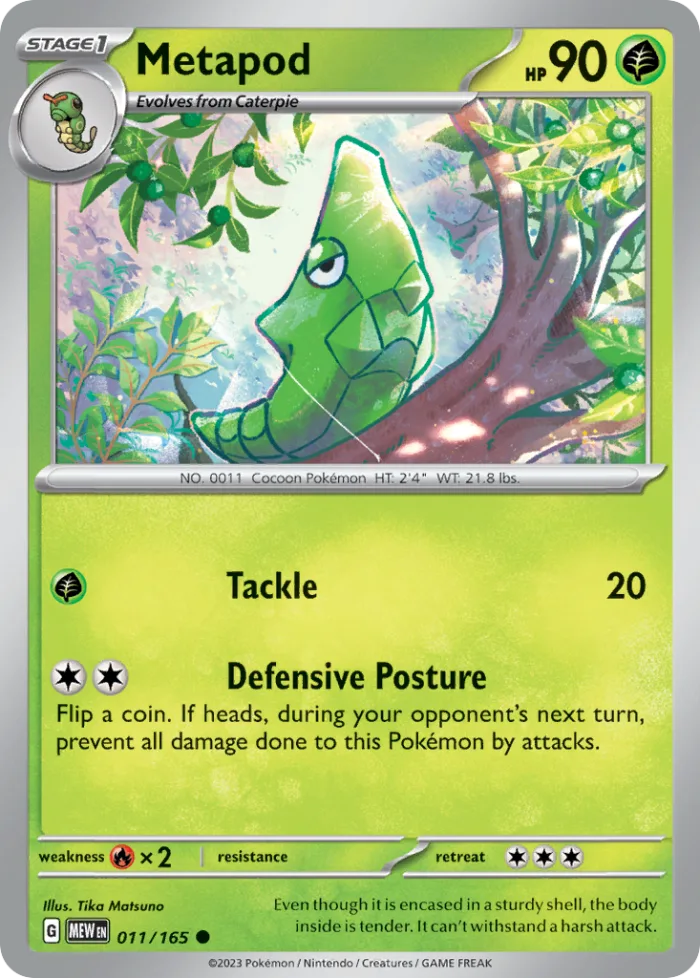 Metapod #11 151 Pokemon card