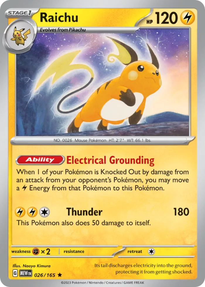Raichu #26 151 Pokemon card