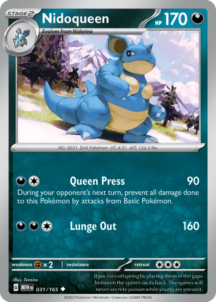 Nidoqueen #31 151 Pokemon card
